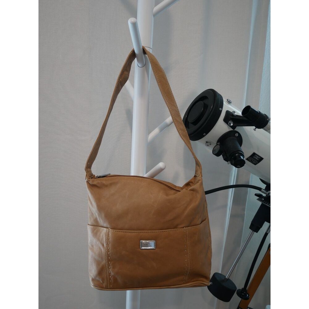 Frankie & Johnnie Tan Leather Hobo Shoulder Bag Y2K Slouchy Handbag